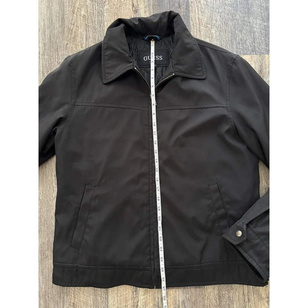 Guess Mens Black Harrington Jacket Full Zip Quilted Lined Coat Medium‎